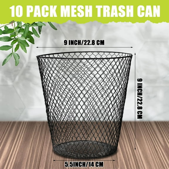 10 Pack Wire Mesh Metal Trash Can Wastebasket Recycling Container, Desk Metal Waste Bins Garbage Containers, For Bedroom Offices School Kitchen Home Living Room Bathroom