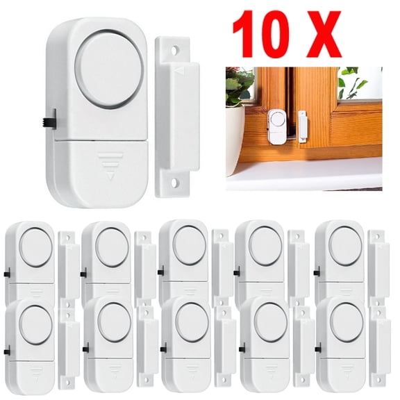 10-Pack Wireless Window and Door Entry Alarms, 90dB Loud Burglar Security System with Magnetic Sensors