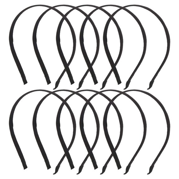 10 Pack Women Plain Black Cloth Covered Thin Hard Metal Slim Thin Headband Hairband Base Elastic Hair Hoop Holder Clasp Tiara Crown Headpiece Accessories DIY