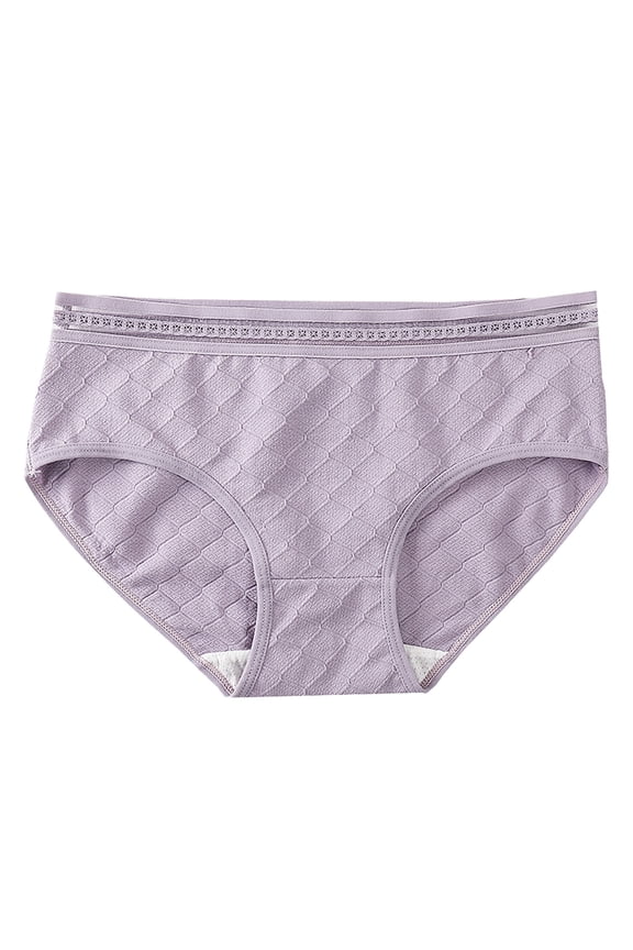 10 Pack Women Underwear Pack Waist Pure Contracted Breathable Fork Cotton Panties For Women,Purple,M