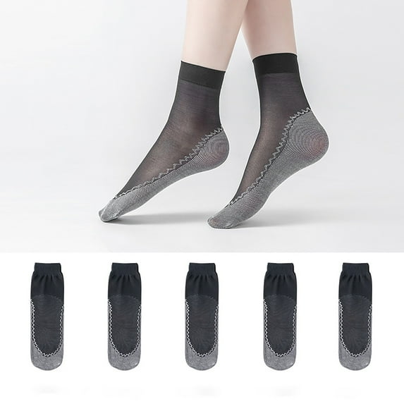 10 Pack Women's Nylon Socks Ankle High Pantyhose Black3