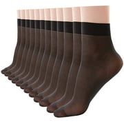 SAFEYDADDY 10 Pack Women's Nylon Socks Ankle High Sheer Pantyhose