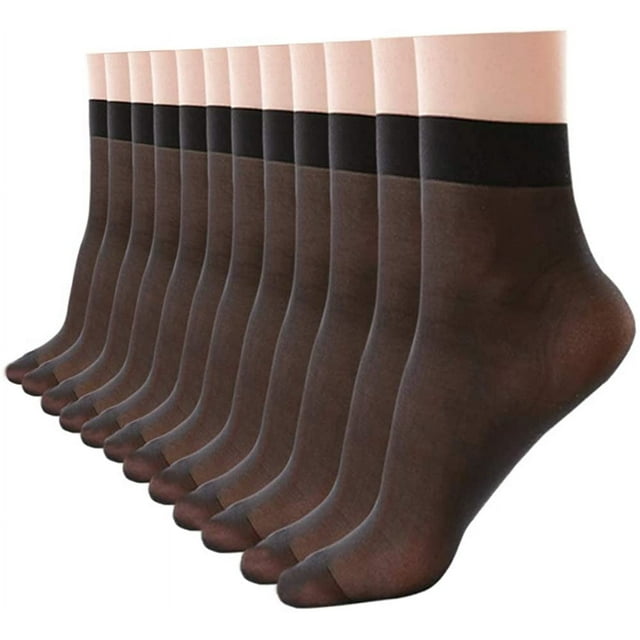 10 Pack Women's Nylon Socks Ankle High Sheer Pantyhose