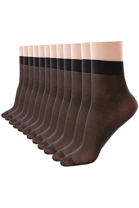 10 Pack Women's Nylon Socks Ankle High Sheer Pantyhose