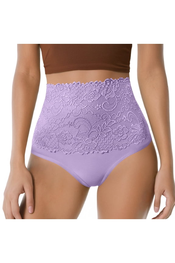 10 Pack Womens Cotton Underwear Spring High Waist Shapewear Short Slimming Panties For Women,Purple,M