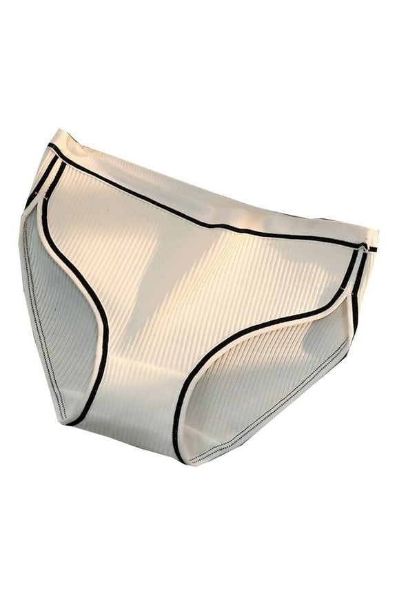 10 Pack Womens Underwear Seamless Threaded Threaded Mid Rise Cotton Panties For Women,White,M