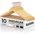 thumbnail image 1 of 10 Pack Wooden Hangers Suit Hangers Premium Natural Finish Home Coat Hangers 2024 NEW, 1 of 9