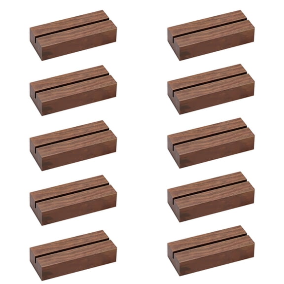 10-Pack Wooden Place Card Holder, Rustic Table Number Stand, Natural Wood Photo Display, Wedding Name Card Rack(Brown)