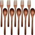 thumbnail image 1 of 10 Pack Wooden Spoons Forks Set Wooden Utensils for Eating Wood Dinner Utensil Set Reusable Flatware Tableware Handmade Natural Cutlery Includes Spoon Fork for Cooking Eating Kitchen, 1 of 8
