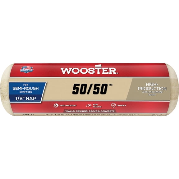 10 Pack Wooster R295-9 50/50 Lambswool/Polyester Professional 9" Roller Cover with 1/2" Nap
