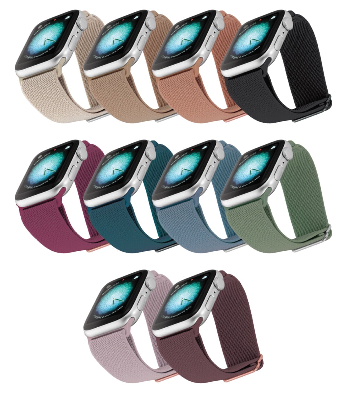 10-pack Woven Elastic Bands for the Apple Watch®, Fits all Apple Watch® Series and Sizes, Unisex