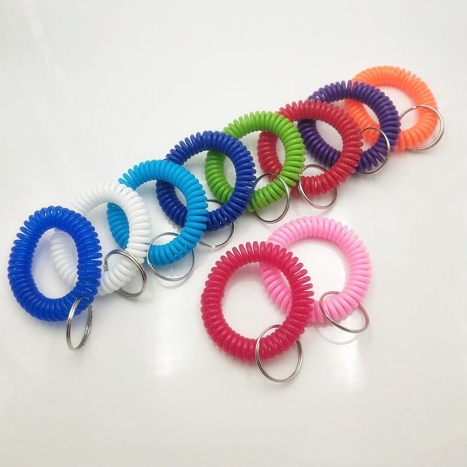 10 Pack Wristlet Keychains, TRIANU Stretchable Plastic Wrist Keychain