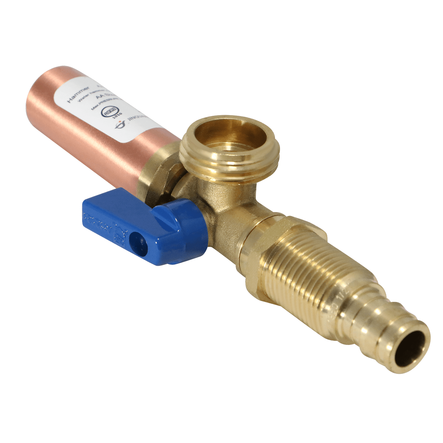 10 Pack XFITTING Premium Washing Machine Outlet Stop Valve with Hammer Arrestor, 1/2 Inch Pex A x 3/4 Inch MHT, Blue Handle, Pex A Expansion Version