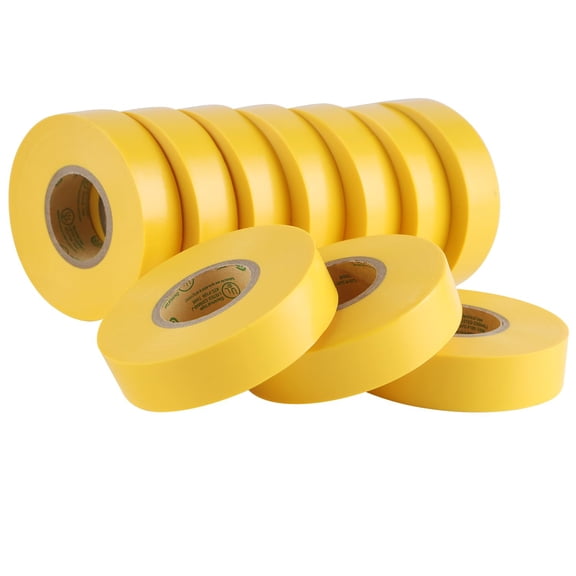 10-Pack Yellow Electrical Tape Water of, 3/4 in x 66ft, Industrial Grade UL/CSA Listed High Temp Electrical Tape Yellow Electric Super Vinyl