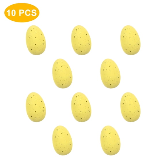 10-Pack Yellow Foam Easter Eggs, 2x3cm DIY Craft Eggs for Kids Painting, Classroom Projects and Spring Decorations