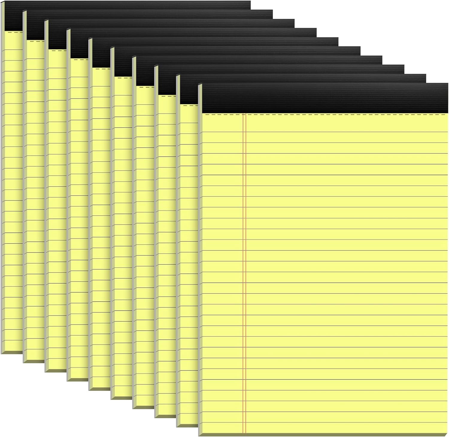 10 Pack Yellow Legal Pads 8.5x11" 28 Lines Wide Ruled Double-Sided Printing Notepads 30 Sheets/60 Pages Letter Size Writing 70gsm Recycled Paper Universal Pad