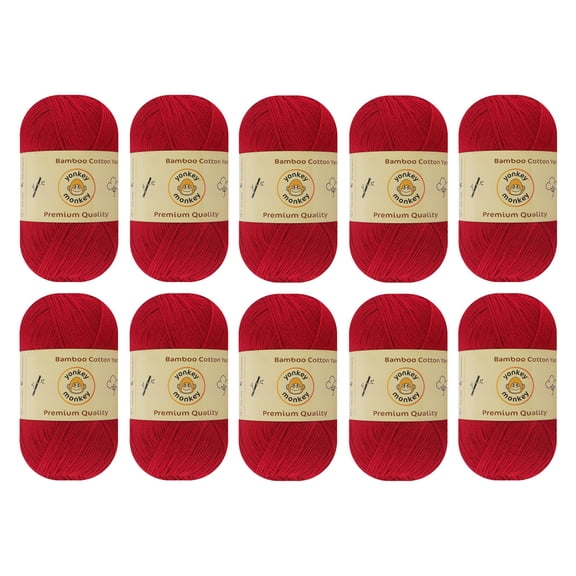 10-Pack Yonkey Monkey Skein Tencel Yarn - 70% Bamboo, 30% Cotton (Berry 9032)