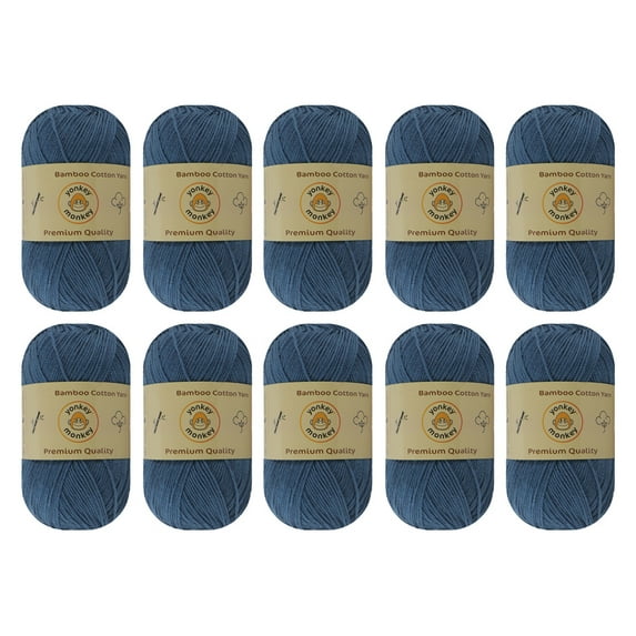 10-Pack Yonkey Monkey Skein Tencel Yarn - 70% Bamboo, 30% Cotton (Cowboy Blue 9030)