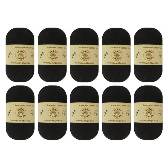 10-Pack Yonkey Monkey Skein Tencel Yarn - 70% Bamboo, 30% Cotton (Grass Green 9035)
