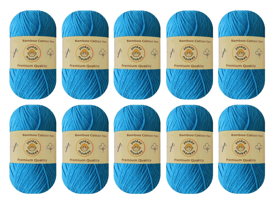 10-Pack Yonkey Monkey Skein Tencel Yarn - 70% Bamboo, 30% Cotton (Lake Blue 9011)