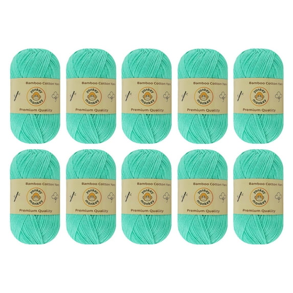 10-Pack Yonkey Monkey Skein Tencel Yarn - 70% Bamboo, 30% Cotton (Light Green 9071)