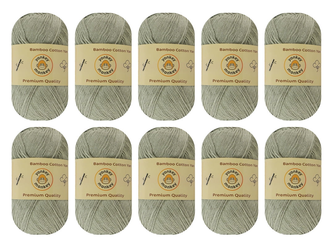 10-Pack Yonkey Monkey Skein Tencel Yarn - 70% Bamboo, 30% Cotton (Pea Green 9012)