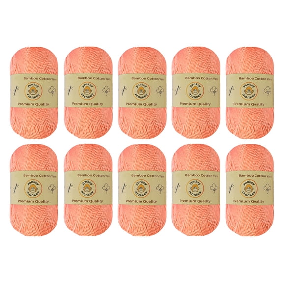 10-Pack Yonkey Monkey Skein Tencel Yarn - 70% Bamboo, 30% Cotton (Peach 9008)