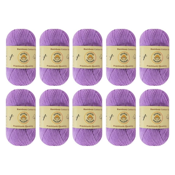 10-Pack Yonkey Monkey Skein Tencel Yarn - 70% Bamboo, 30% Cotton (Purple 9029)