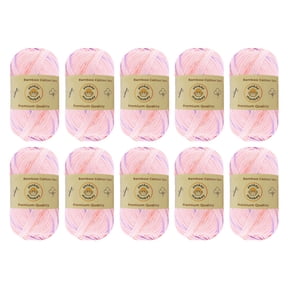 10-Pack Yonkey Monkey Skein Tencel Yarn - 70% Bamboo, 30% Cotton (Purple Pink 9050)