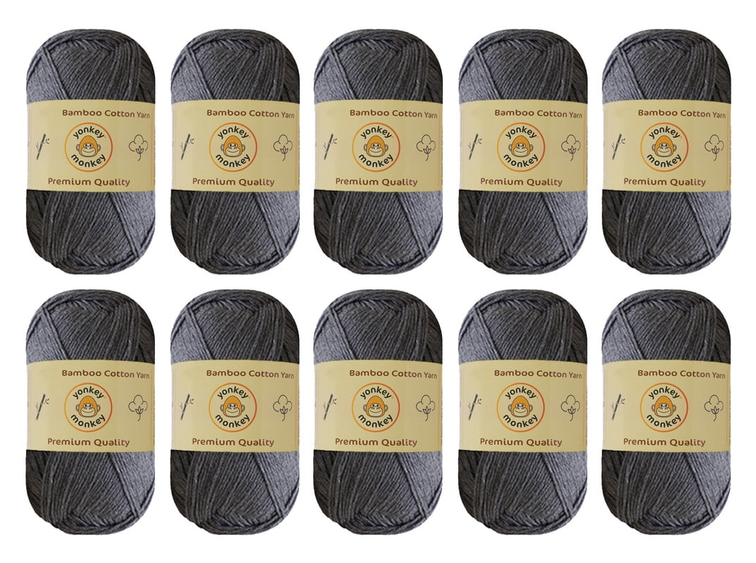 10-Pack Yonkey Monkey Skein Tencel Yarn - 70% Bamboo, 30% Cotton (Storm 9038)