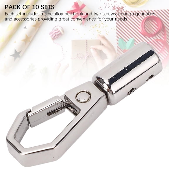 10 Pack Zinc Alloy Bell Hook Cord End Caps with 7mm Screws for Jewelry Making - 6mm Inner Hole Rope Fittings