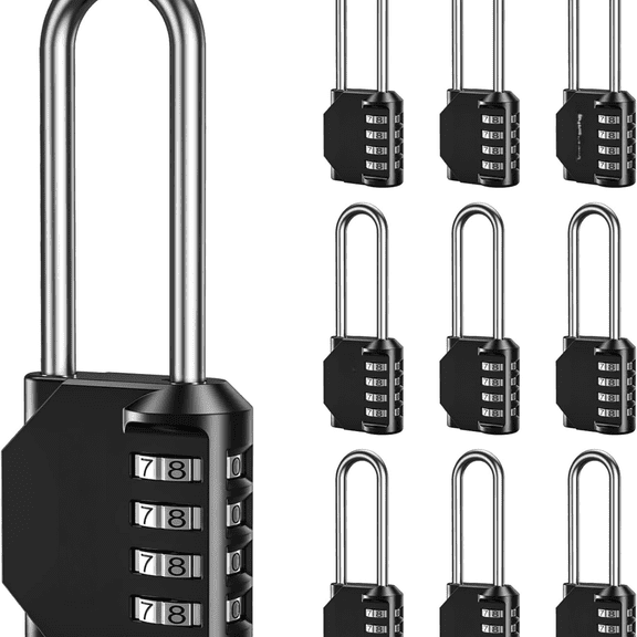 10 Pack disecu 2.6 Inch Long Shackle Combination Lock, 4 Digit Outdoor Waterproof Padlock for School Locker, Gym Locker, Storage Unit, Gate, Fence, Toolbox, Cabinet