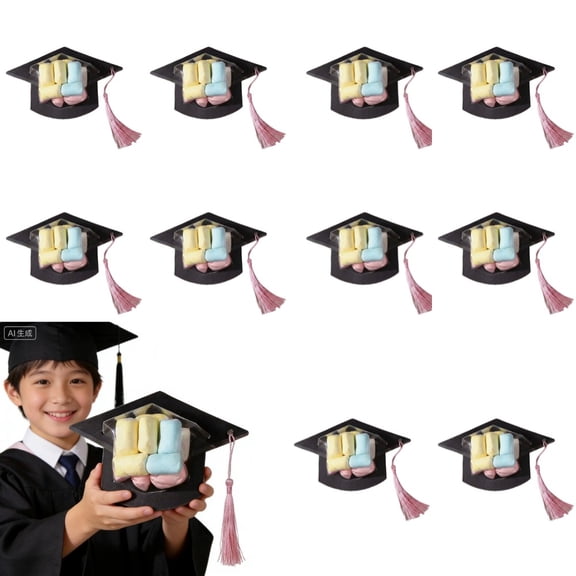 10 Pack graduation cap candy cards, 2026 graduations candy dome greeting card gift with Pink tassel chocolate box-for Friend Students Teachers School Party Favors Graduation Gifts Supplies