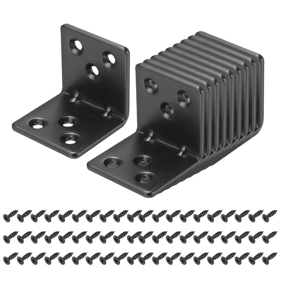 10 Pack l Corner Bracket Metal Angle Brackets, Black, 1.58"x1.58"x1.58"