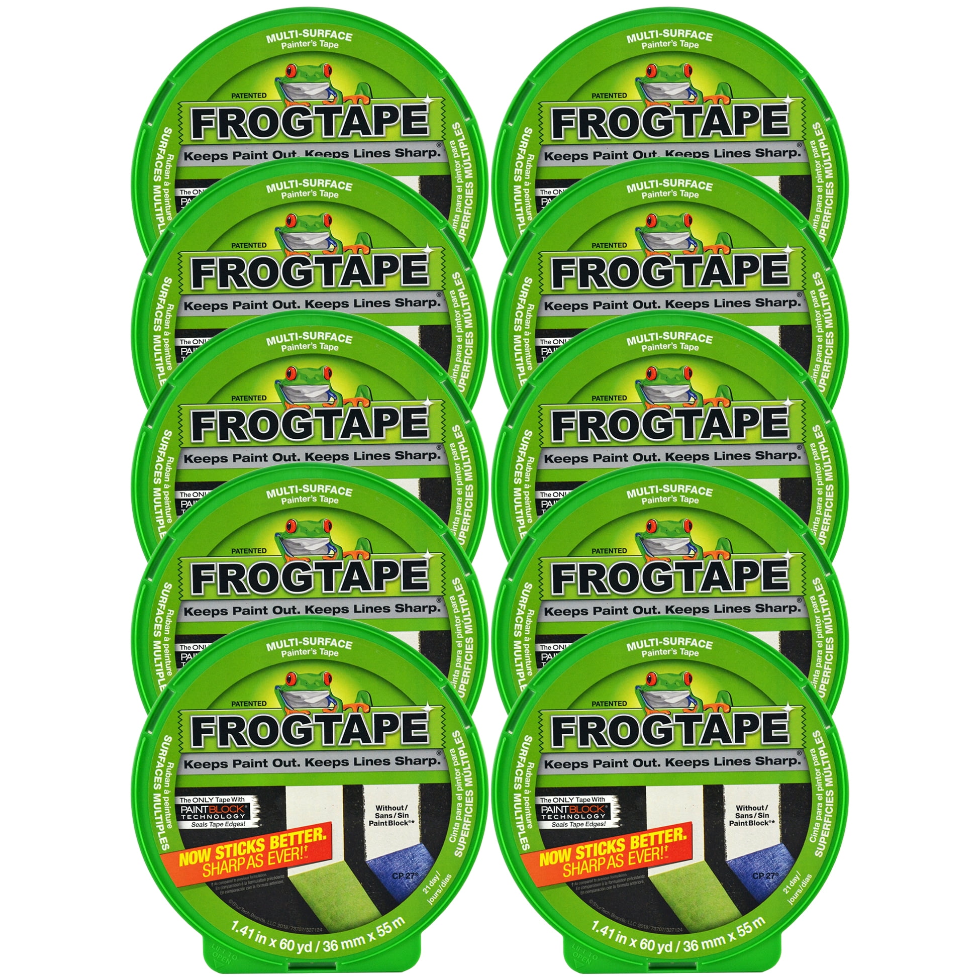 10‐Pack of 1.41" x 60 yds Shurtape 202944 FrogTape Multi‐Surface Painter's Masking Tape