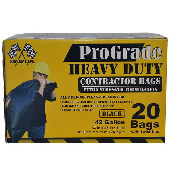 10-Pack of 42-Gal IPS 13-11108 ProGrade Black Heavy Duty Contractor Bags, 20-Count