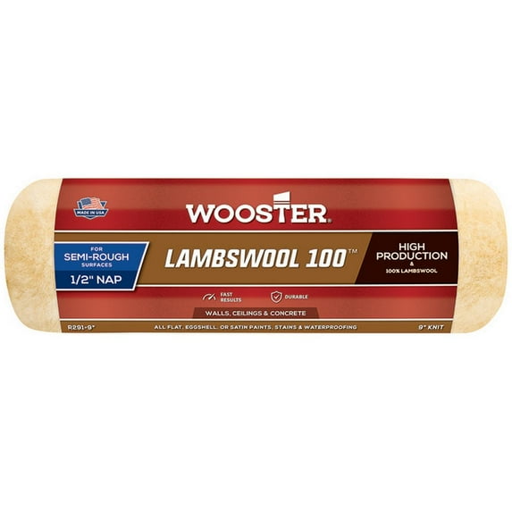 10-Pack of 9” x 1/2” Nap Wooster R291 Lambswool 100 Professional Roller Cover
