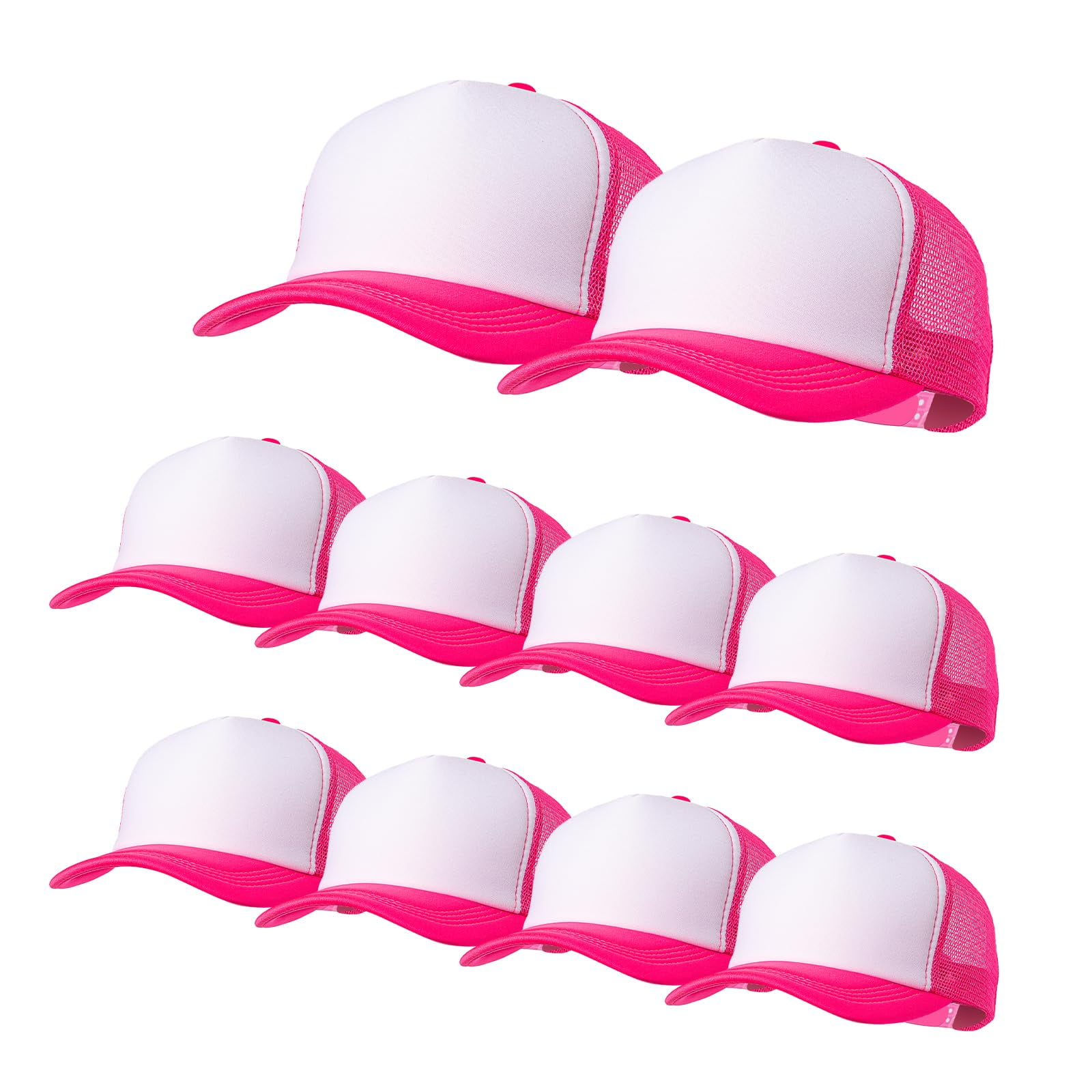 10 Pack of Blank Trucker Hat Bulk Mesh Cap Men and Women Baseball Cap DIY Graffiti Hot Stamping Duck Tongue Cap