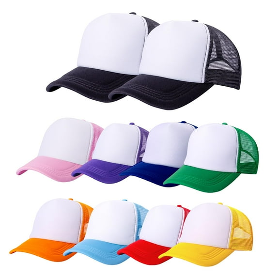 10 Pack of Blank Trucker Hat Bulk Mesh Cap Men and Women Baseball Cap DIY Graffiti Hot Stamping Duck Tongue Cap
