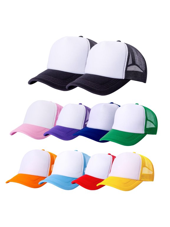 10 Pack of Blank Trucker Hat Bulk Mesh Cap Men and Women Baseball Cap DIY Graffiti Hot Stamping Duck Tongue Cap