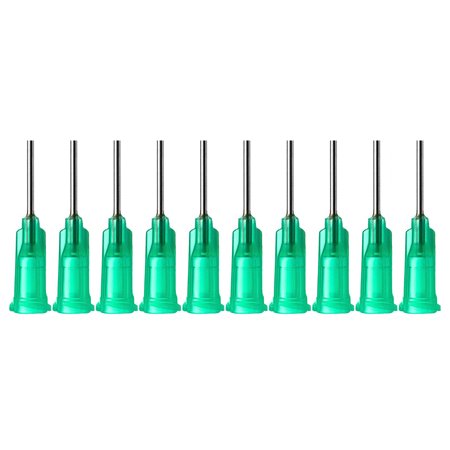 10 Pack of Blunt Tip Lure Lock Dispensing Fill, Industrial/Arts and Crafts Needles, 18 Gauge - Green, 0.5" / 1.27cm