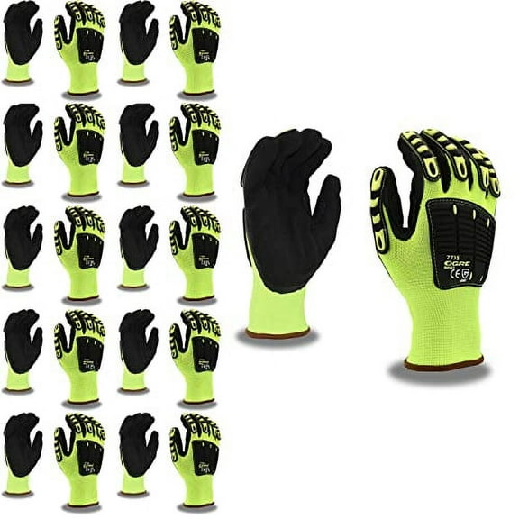 10-Pack of Cordova 7735XL OGRE Impact Hi-Vis Polyester Shell Durable Work Gloves, X-Large