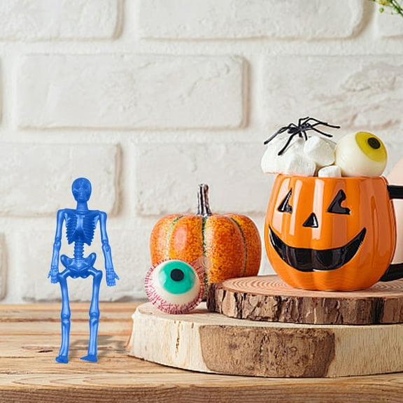 10 Pack of Elastic And Stretchable Soft Rubber Skeleton Figurine Halloween Decoration Toy