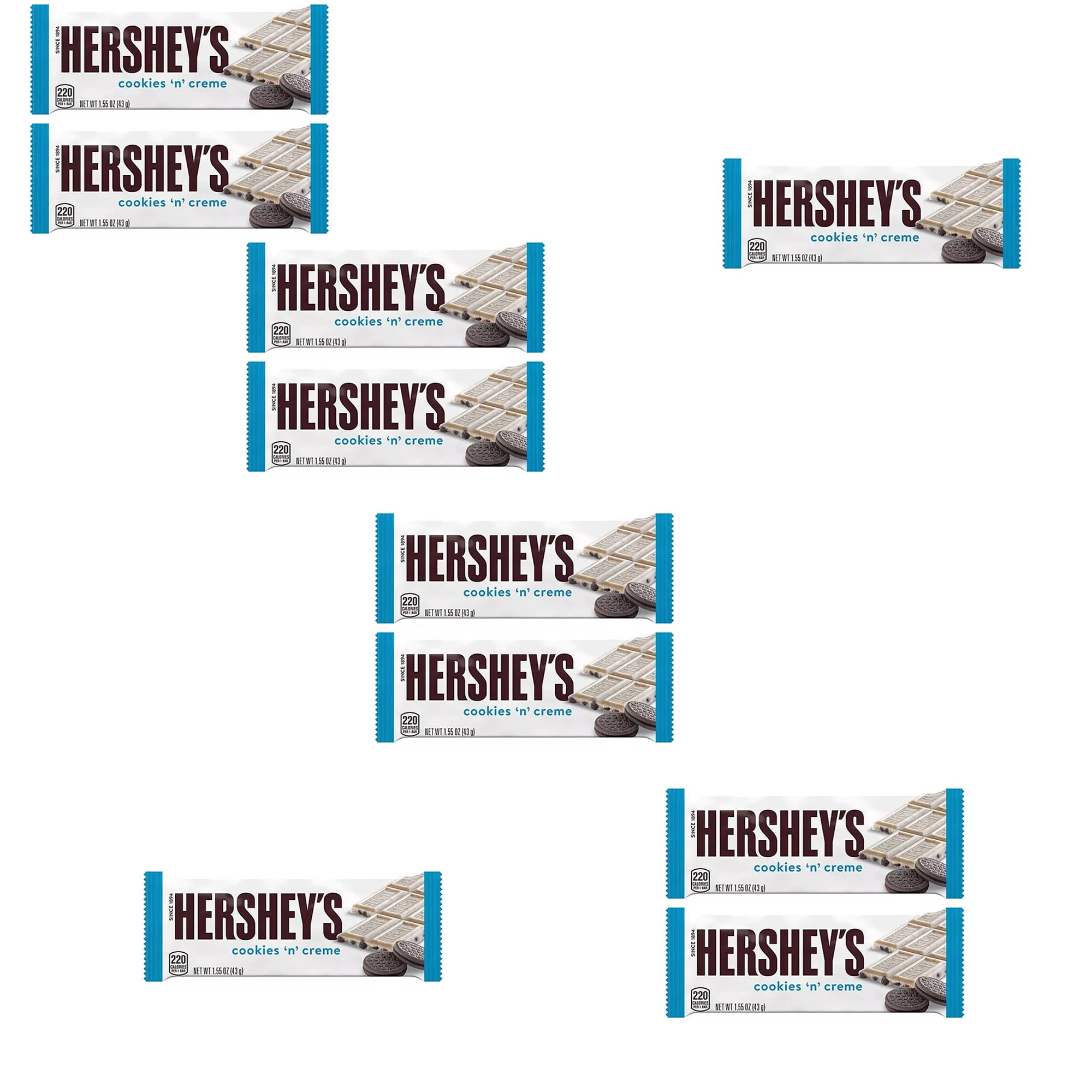 Hershey's Cookies 'n' Creme White Chocolate Bars, 10-Pack, 1.55 OZ Each