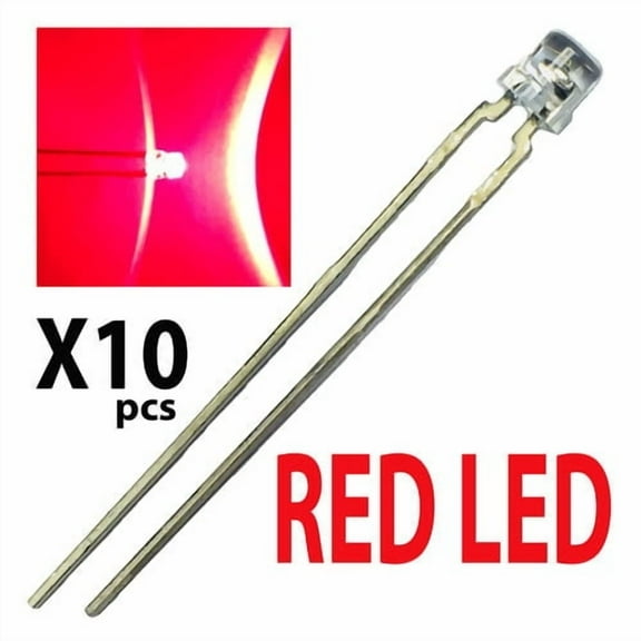 10 Pack of LHK376-S LED Uni-Color Red 660nm 2-Pin T-1