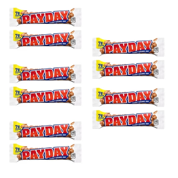 RADYAN Payday Peanut Caramel Candy Bar - 10 Pack, 1.85 Oz