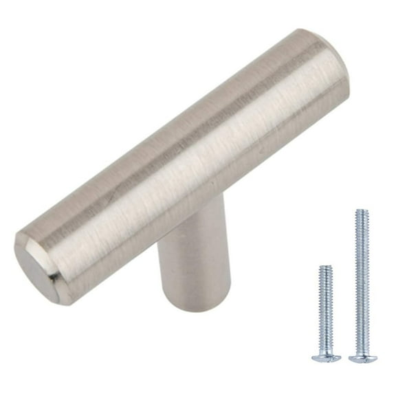 10 Pack of T-Shaped Kitchen Cabinet Handles Handle Cabinet Drawer Cabinet Handles - Satin Nickel , (1/2 Inch Diameter), 2 Inch Length