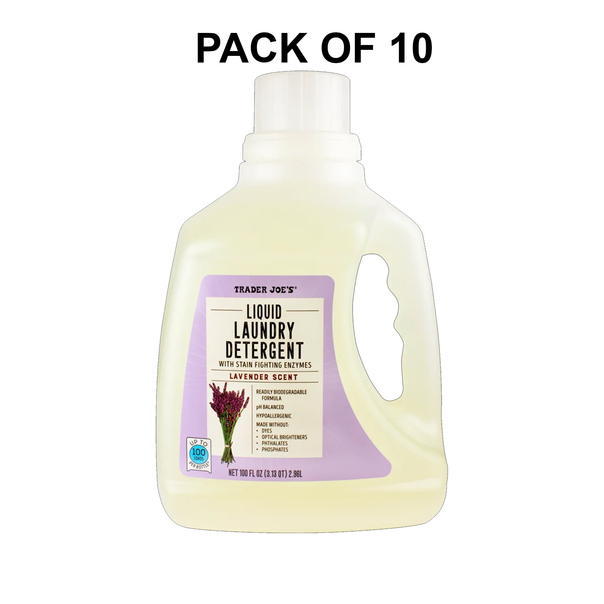 10 Pack of Trader Joe’s Liquid Laundry Detergent Lavender Scent 100