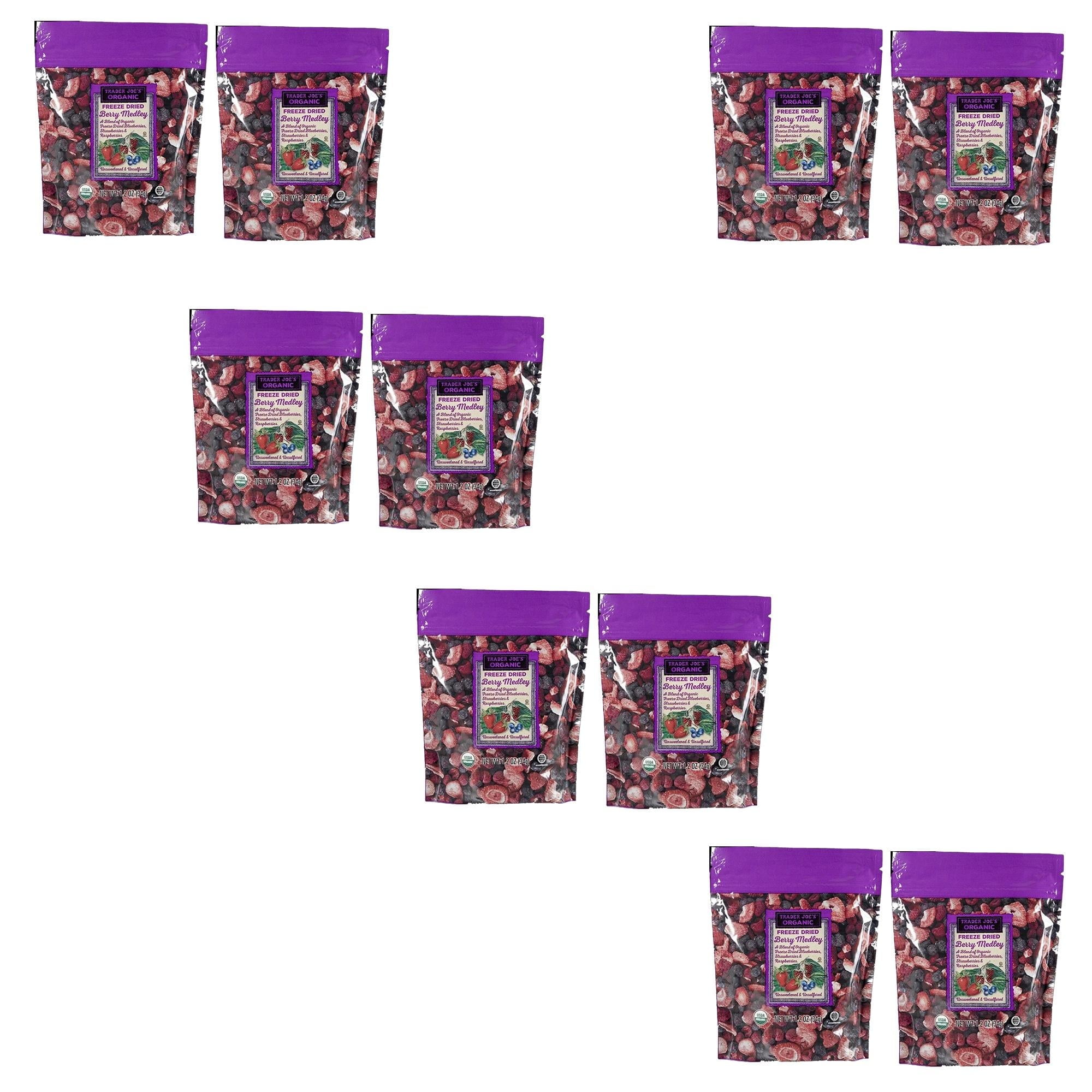 10 Pack of Trader Joes - Organic Freeze Dried Berry Medley | (1.2 Oz) a Pack | Buy from RADYAN