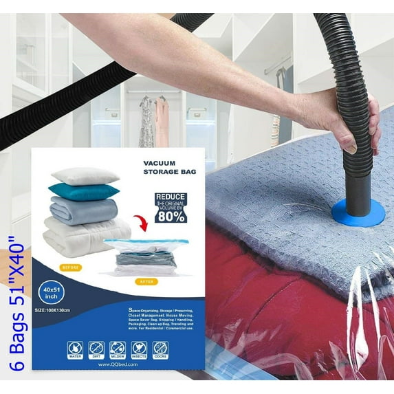 10 Pack: x6 53x40 Size Space Saver Storage Vacuum Seal Organizer Plastic Bag + 4 Travel Roll Up Bags